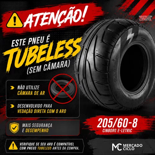 Pneu 205/60-8 Scooter Elétrica Moto Elétrica Citycoco Tubeless Cinborg
