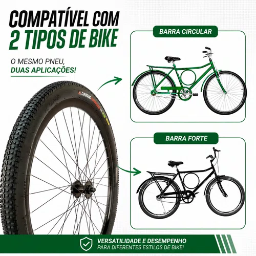 Pneu Bicicleta Aro 26 Monark Barra Circular 26x1.1/2x2 Parrudo Fox Preto