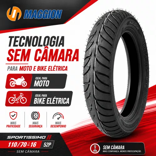 Pneu Maggion 110/70-16 52P Sportissimo Sem Câmara