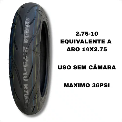 Pneu Moto Eletrica 2.75-10 Scooter 14x2.75