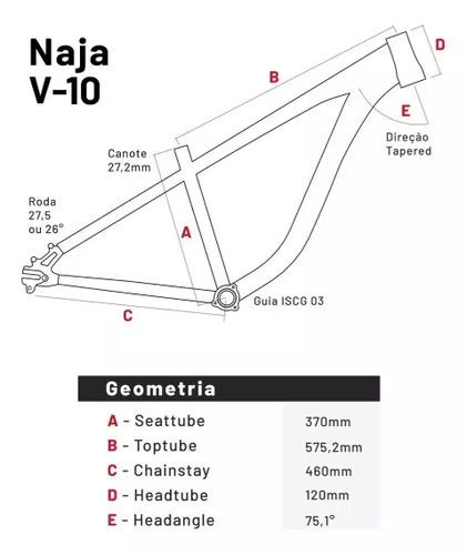 QUADRO A26 MTB ALUM HUPI NAJA V10 BRANCO COM CAIXA DIREÇÃO