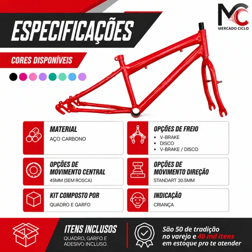 Quadro + Garfo 20" Infantil Rebaixado Rosa