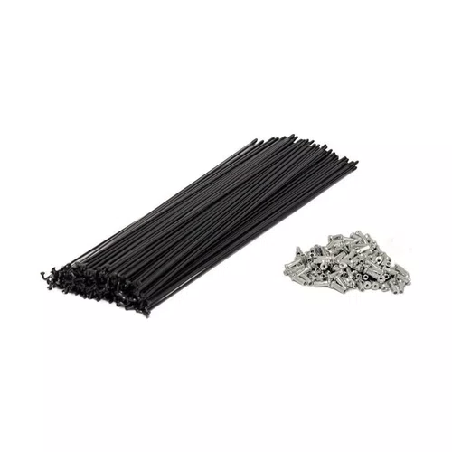 36 Raios Aço Preto 255X2.0 Fino c/Niples Aro 26 Bike