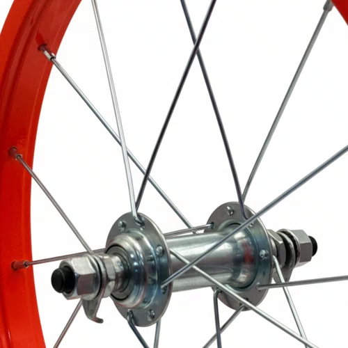 Roda Dianteira Aro 16 De Alumínio Laranja Neon Para Bicicleta Infantil