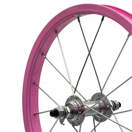 Roda Dianteira Aro 16 De Alumínio Rosa Bebê Para Bicicleta Infantil