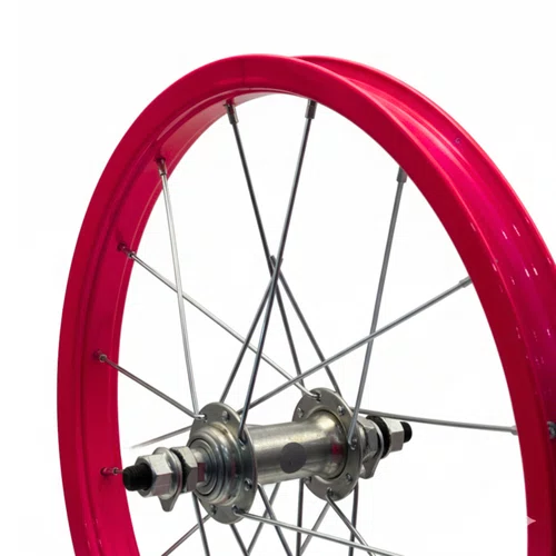 Roda Dianteira Aro 16 De Alumínio Rosa Neon Para Bicicleta Infantil