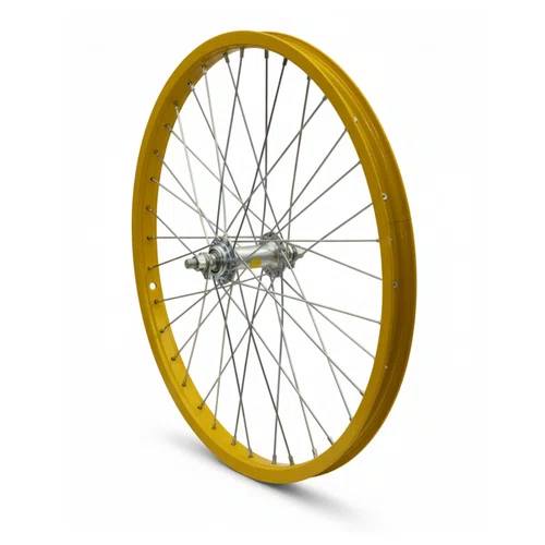 Roda Dianteira Aro 20 De Aluminio Amarela Cubo Esferado