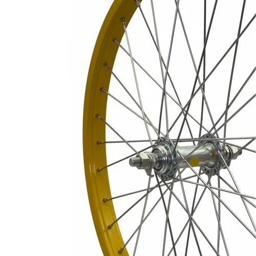 Roda Dianteira Aro 20 De Aluminio Amarela Cubo Esferado