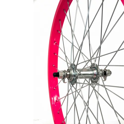 Roda Dianteira Aro 20 De Aluminio Rosa Neon Cubo Esferado