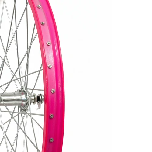 Roda Dianteira Aro 20 De Aluminio Rosa Neon Cubo Esferado