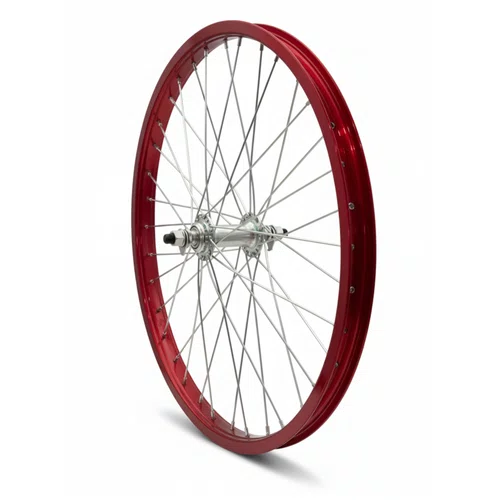 Roda Dianteira Aro 20 De Aluminio Vermelho Cubo Esferado