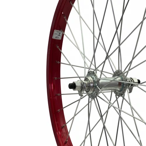 Roda Dianteira Aro 20 De Aluminio Vermelho Cubo Esferado