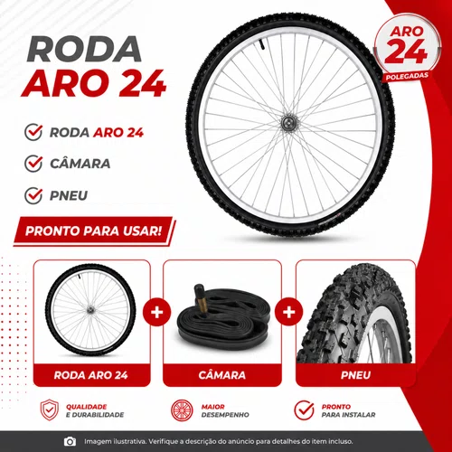 Roda Dianteira A24 Alumínio Natural Pneus + Câmaras de Ar