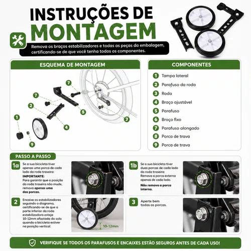 Rodinha Lateral Bicicleta Absolute Kids Aro 16 20 24