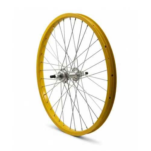 Roda Traseira Aro 20 De Aluminio Amarela Cubo Esferado