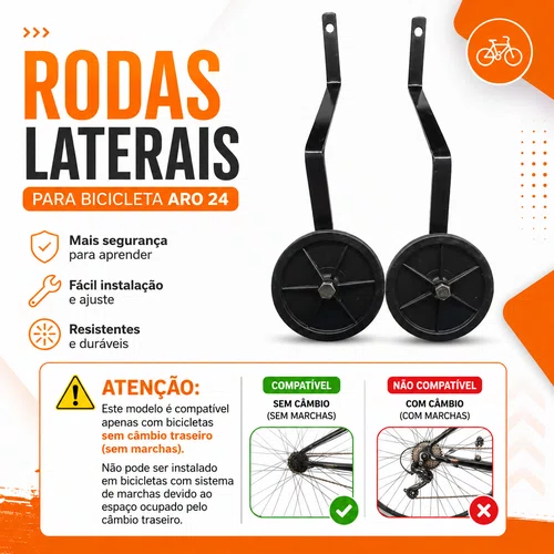 Rodas Laterais para Bicicleta Aro 24 AMR | Rodinhas de Apoio Infantil