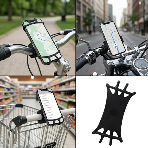 SUPORTE CELULAR BIKE SILICONE PRETO