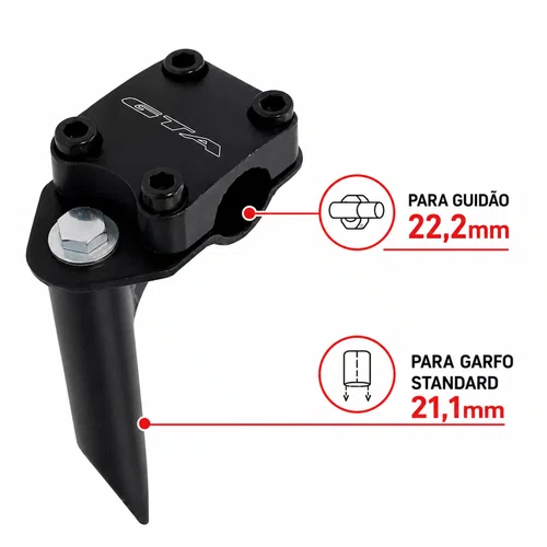 Suporte Guidão Bicicleta Expander 22,2mm Preto 8cm