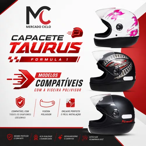 Viseira Termoformada Capacete Taurus Fórmula 1 Cristal 2mm