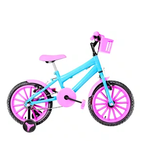 Bicicleta 16 Feminina Azul Claro Infantil Rodas Nylon Rosa