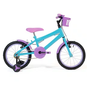 Bicicleta 16 Feminina Azul Claro Infantil Aro Aluminio Lilás