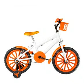 Bicicleta 16 Masculina Branca Infantil Rodas Nylon Laranja