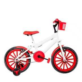 Bicicleta 16 Feminina Branca Infantil Rodas Nylon Vermelha