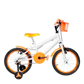 Bicicleta 16 Masculina Branca Infantil Aro Alumínio Laranja