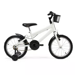Bicicleta 16 Masculina Branca Infantil Aro Alumínio Preto