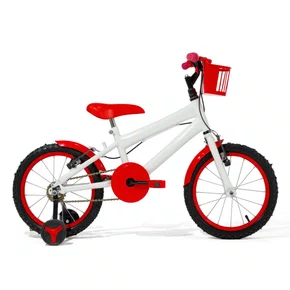 Bicicleta 16 Masculina Branca Infantil Aro Alumínio Vermelho