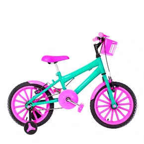 Bicicleta 16 Feminina Verde Água Infantil Rodas Nylon Pink