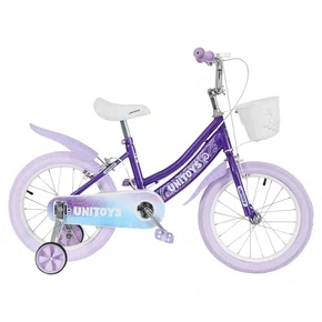 Bicicleta Infantil Aro 16 Lilás com Glitter e Cestinha Unitoys