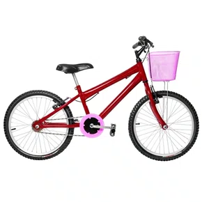 Bicicleta 20 Feminina Vermelha Infantil Aro Alumínio