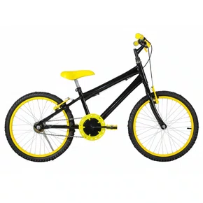 Bicicleta 20 Masculina Preta Infantil Aro Alumínio Amarelo