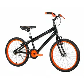 Bicicleta 20 Masculina Preta Infantil Aro Alumínio Laranja