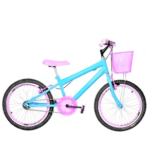 Bicicleta 20 Feminina Azul Claro Infantil Aro Aero Rosa