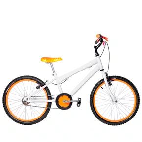 Bicicleta 20 Masculina Branca Infantil Aro Alumínio Laranja