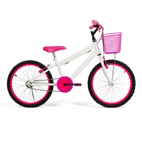Bicicleta 20 Feminina Branca Infantil Aro Alumínio Pink