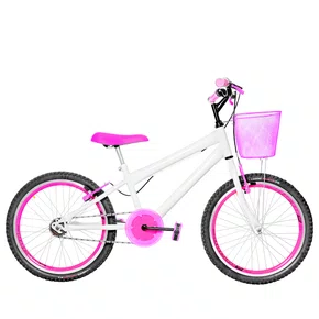 Bicicleta 20 Feminina Branca Infantil Aro Aero Pink