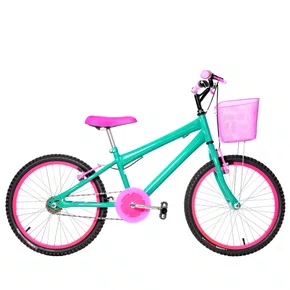 Bicicleta 20 Feminina Verde Água Infantil Aro Alumínio Pink