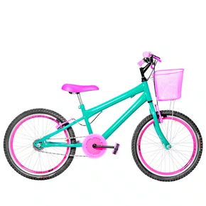 Bicicleta 20 Feminina Verde Agua Infantil Aro Aero Pink
