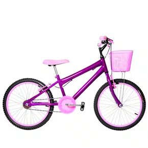 Bicicleta 20 Feminina Violeta Infantil Aro Alumínio Rosa