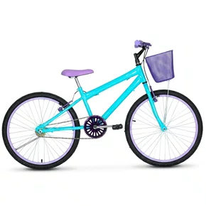 Bicicleta 24 Feminina Azul Claro Aro Alumínio Lilás