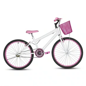 Bicicleta 24 Feminina Branca Aro Alumínio Rosa