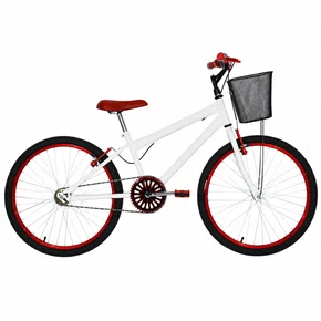Bicicleta 24 Feminina Branca Aro Alumínio Vermelho