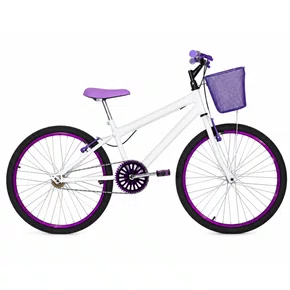 Bicicleta 24 Feminina Branca Aro Alumínio Violeta
