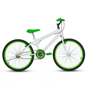 Bicicleta 24 Masculina Branca Aro Alumínio Verde Neon