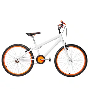 Bicicleta 24 Masculina Branca Aro Alumínio Laranja