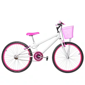 Bicicleta 24 Feminina Branca Aro Alumínio Pink