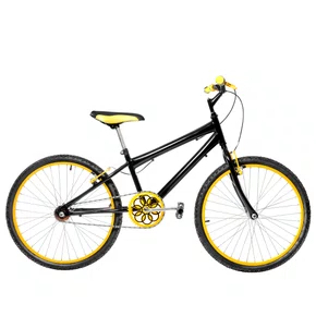 Bicicleta 24 Masculina Preta Aro Alumínio Amarelo